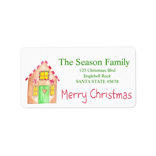 Merry Christmas Gingerbread house Label