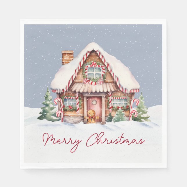 Merry Christmas Gingerbread House Napkins (Front)