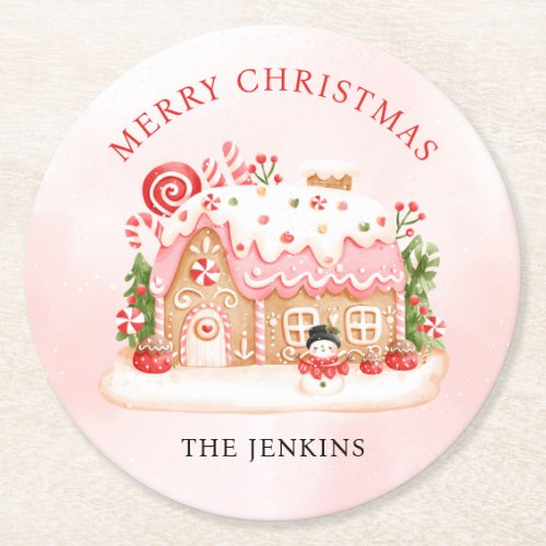 Merry Christmas Gingerbread House Paper Coaster