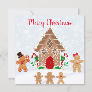 Merry Christmas Gingerbread House with Family Invitation