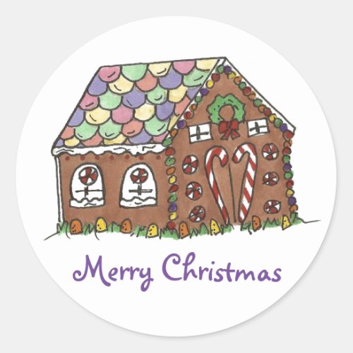 Merry Christmas Gingerbread House Xmas Stickers