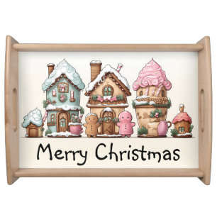 Merry Christmas Gingerbread Houses, Cookies  Serving Tray