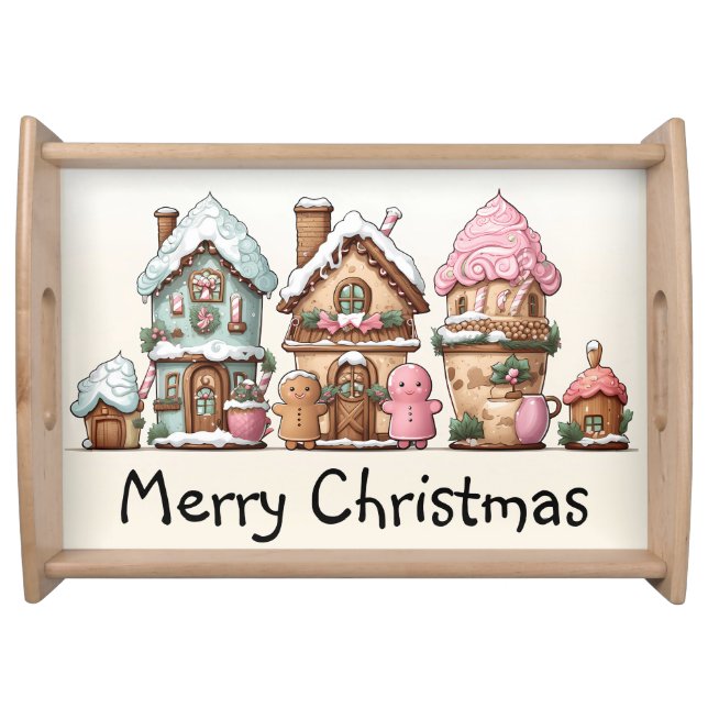 Merry Christmas Gingerbread Houses, Cookies  Serving Tray (Front)
