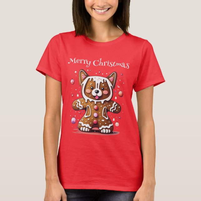 Merry Christmas Gingerbread Husky T-Shirt (Front)