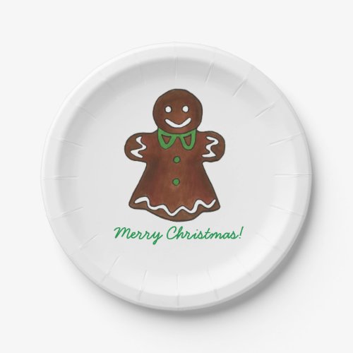 Merry Christmas Gingerbread Lady Cookie Plates