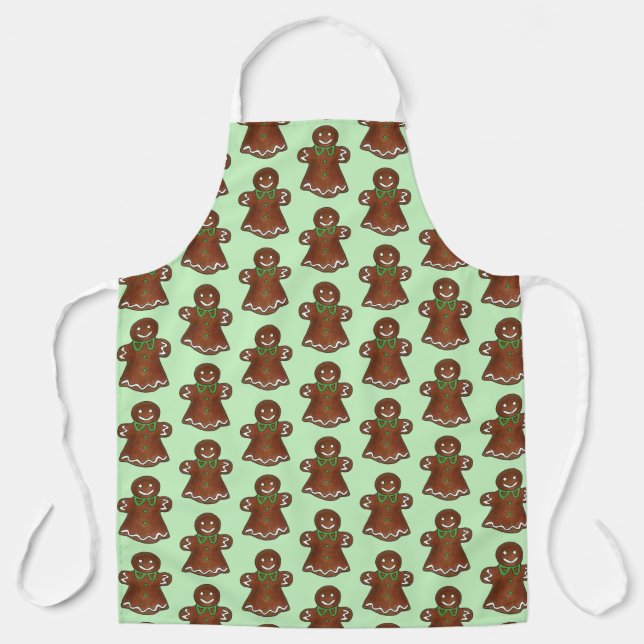 Merry Christmas Gingerbread Lady Holiday Cookie Apron (Front)