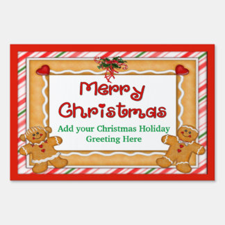 Merry Christmas Gingerbread Lawn Sign - Customize