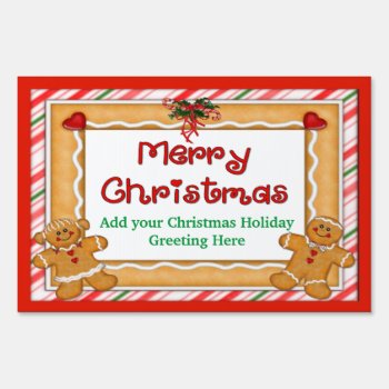 Merry Christmas Gingerbread Lawn Sign - Customize by Spice at Zazzle
