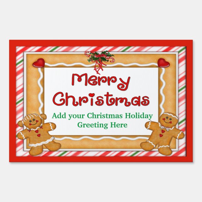 Merry Christmas Gingerbread Lawn Sign - Customize (Front)