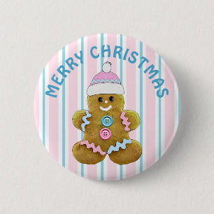Merry Christmas Gingerbread man Button