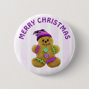 Merry Christmas Gingerbread man Button