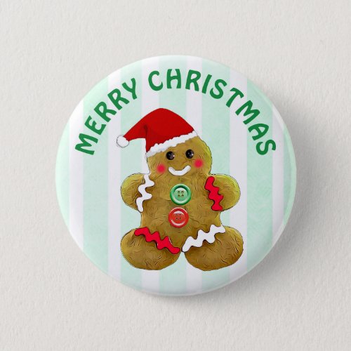 Merry Christmas Gingerbread man Button