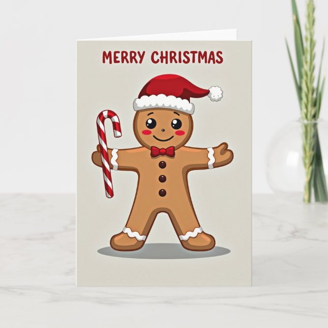Merry Christmas Gingerbread Man Card (Front)