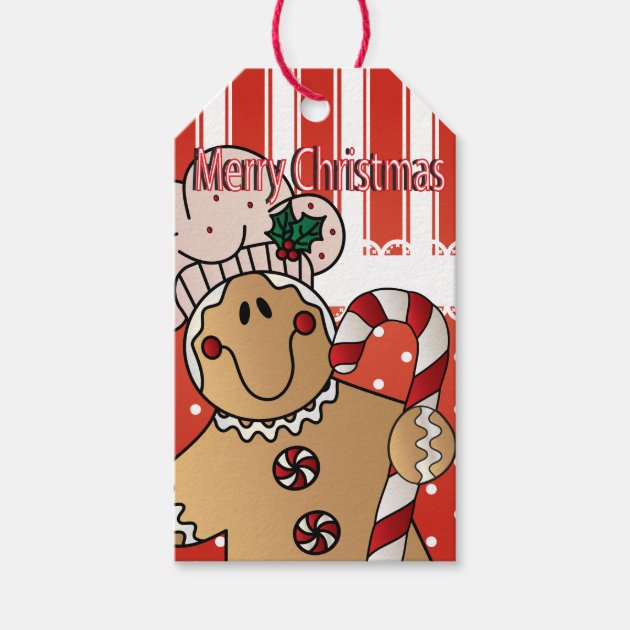 Merry Christmas Gingerbread Man Gift Tags