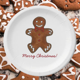 Merry Christmas Gingerbread Man Holiday Cookie Paper Plates