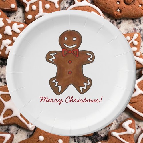 Merry Christmas Gingerbread Man Holiday Cookie Paper Plates