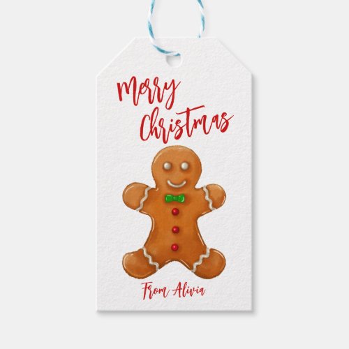 Merry Christmas Gingerbread Man Holiday Gift Tags