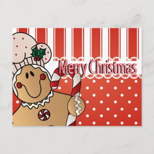 Merry Christmas Gingerbread Man Holiday Postcard