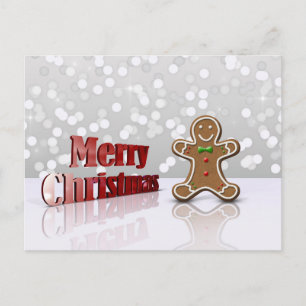 Merry Christmas Gingerbread Man Holiday Postcard
