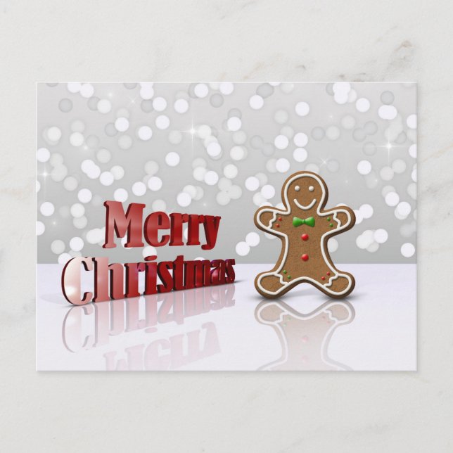 Merry Christmas Gingerbread Man Holiday Postcard (Front)