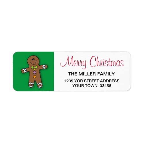 Merry Christmas Gingerbread Man  Label