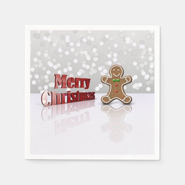 Merry Christmas Gingerbread Man Napkins (Front)