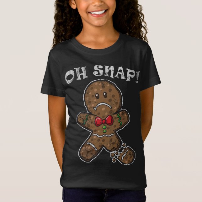 Merry Christmas Gingerbread Man Oh Snap T-Shirt (Front)