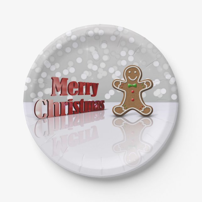 Merry Christmas Gingerbread Man Paper Plates (Front)