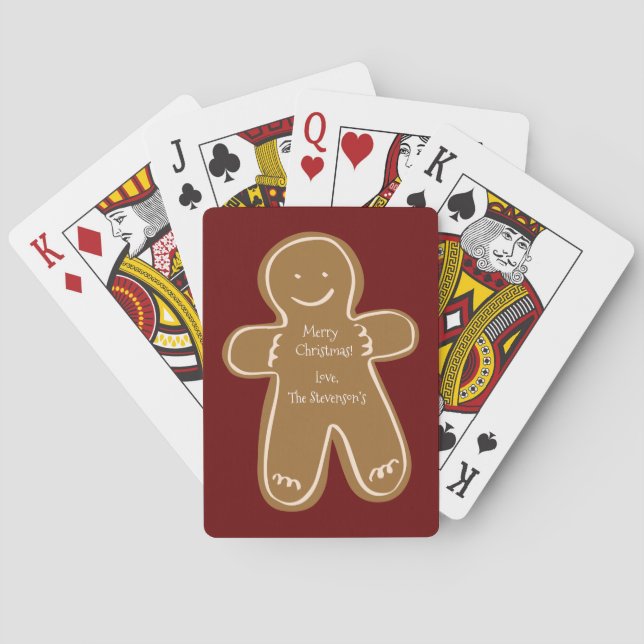 Merry Christmas Gingerbread Man Personalized Poker Cards (Back)
