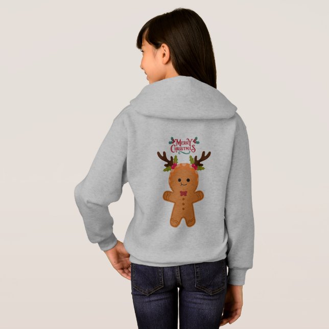 MERRY CHRISTMAS GINGERBREAD MAN REINDEER HOODIE (Back Full)