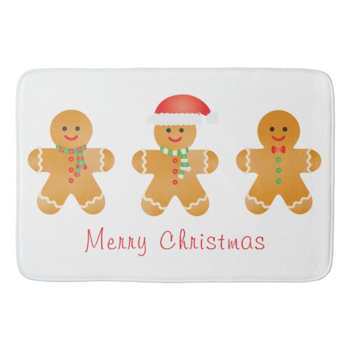 Merry Christmas Gingerbread Men Bath Mat