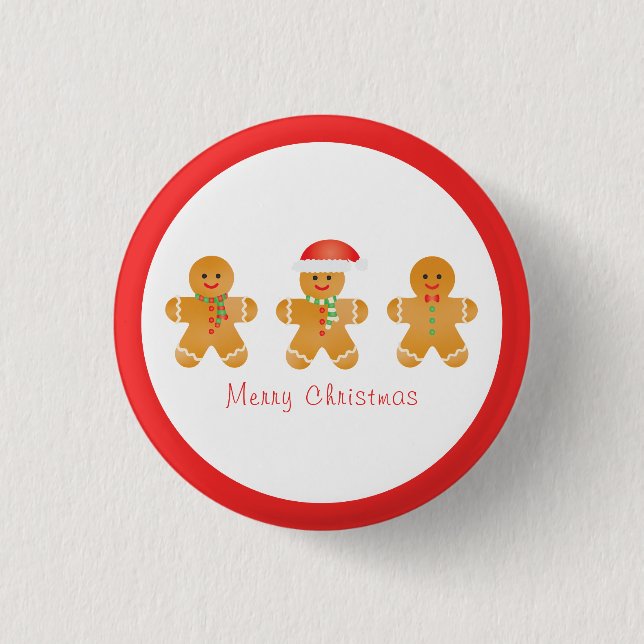 Merry Christmas Gingerbread Men Button (Front)