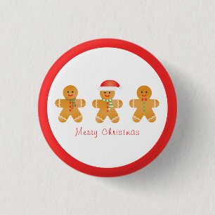 Merry Christmas Gingerbread Men Button