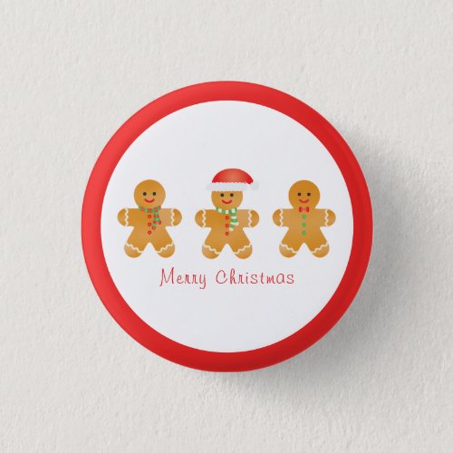 Merry Christmas Gingerbread Men Button
