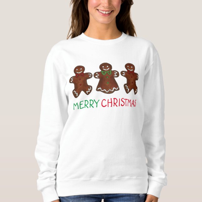 Merry Christmas Gingerbread Men Cookies Sweatshirt (Front)