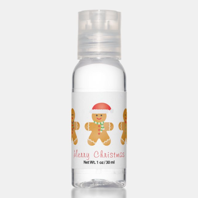Merry Christmas Gingerbread Men Hand Sanitizer (Front)