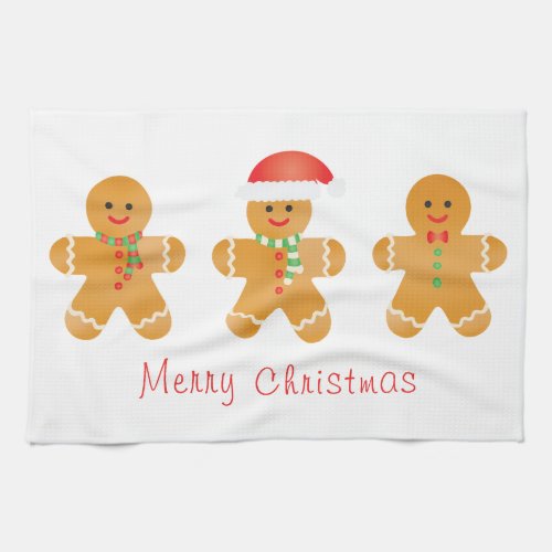 Merry Christmas Gingerbread Men Kitchen Towel