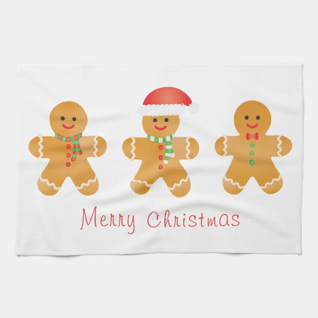 Merry Christmas Gingerbread Men Kitchen Towel (Horizontal)