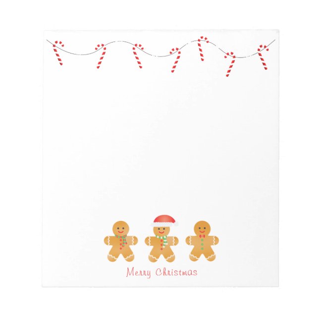 Merry Christmas Gingerbread Men Notepad (Front)
