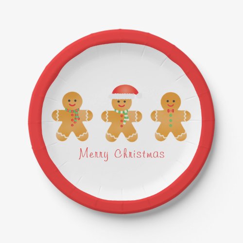 Merry Christmas Gingerbread Men Paper Plates