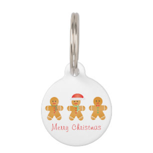 Merry Christmas Gingerbread Men Pet ID Tag