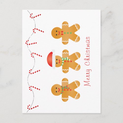 Merry Christmas Gingerbread Men Postcard