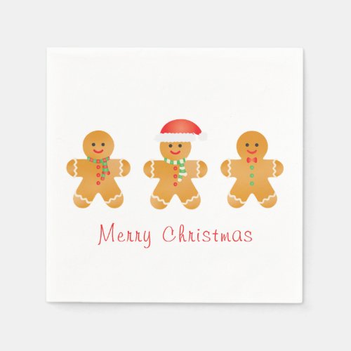 Merry Christmas Gingerbread Men Santa Hat Napkins