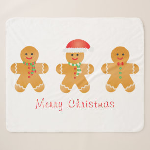 Merry Christmas Gingerbread Men Sherpa Blanket