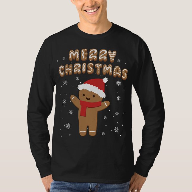 Merry Christmas Gingerbread Merry Christmas Cookie T-Shirt (Front)