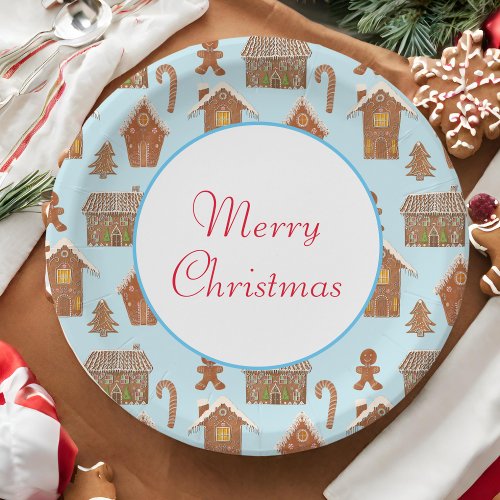 Merry Christmas Gingerbread Pattern Paper Plates