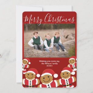 Merry Christmas Gingerbread Santa Photo Christmas Holiday Card