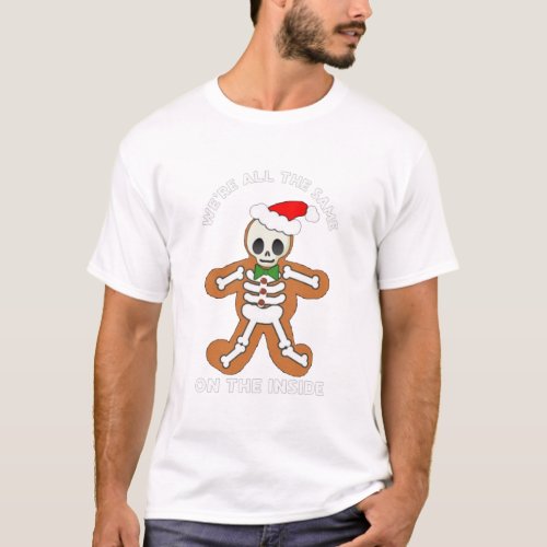 Merry Christmas Gingerbread Skeleton Xmas Cookies T_Shirt