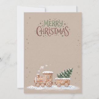 Merry Christmas Gingerbread Train Holiday Card
