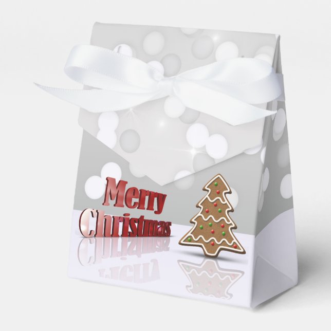 Merry Christmas Gingerbread Tree Favor Boxes (Front Side)